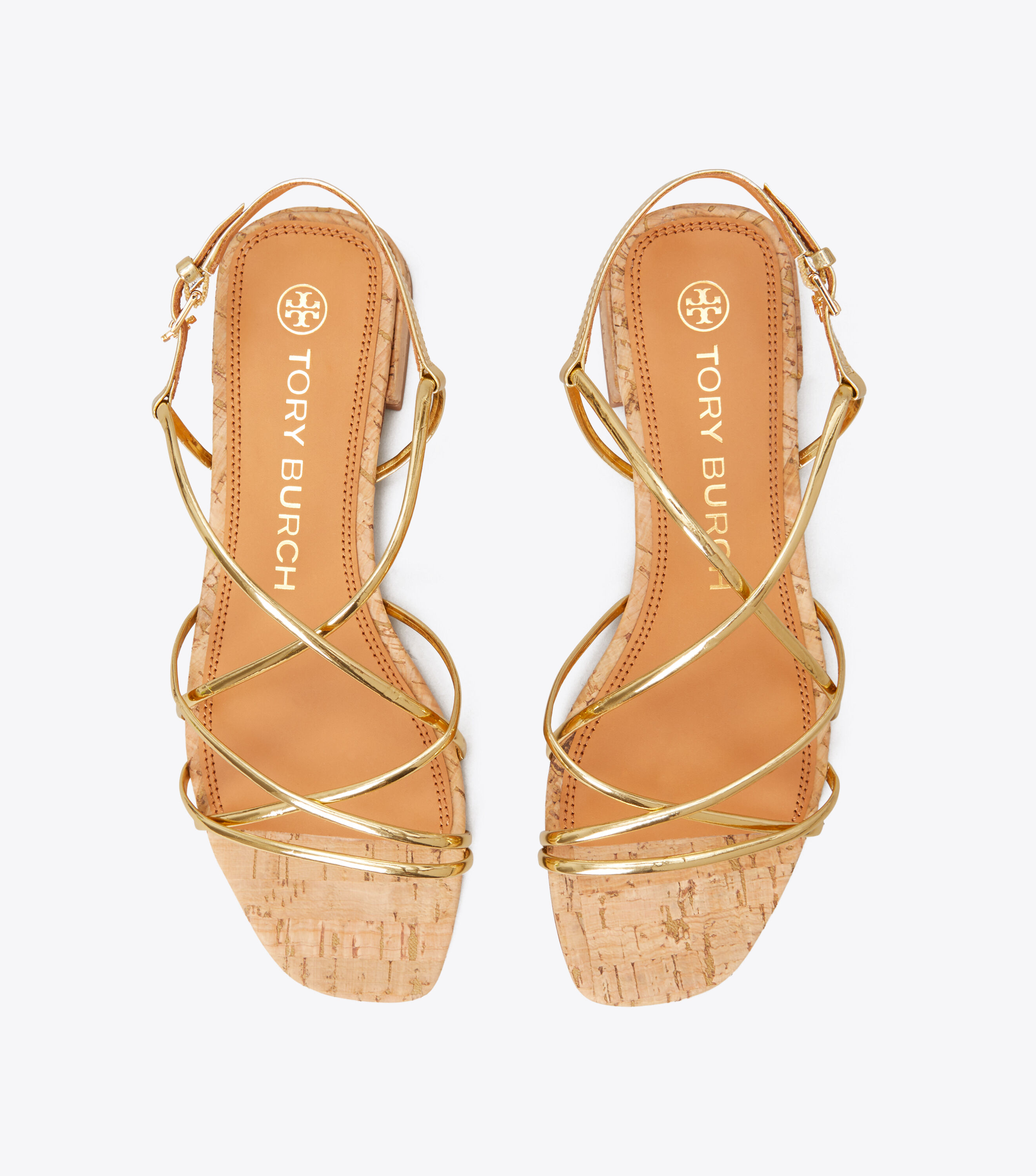 Penelope Metallic Flat Sandal Shoes Tory Burch