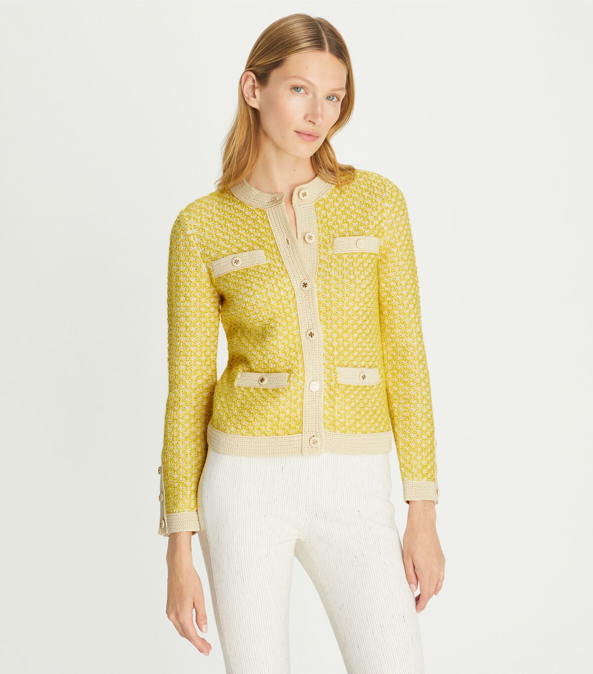 tory burch linen tweed kendra cardigan