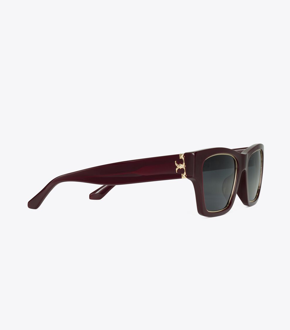 Trace Sunglasses, Oxblood/Solid Grey | Tory Burch KW