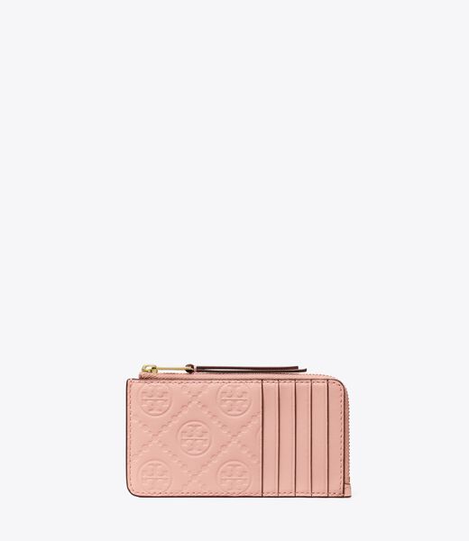 tory burch t monogram leather zip card case