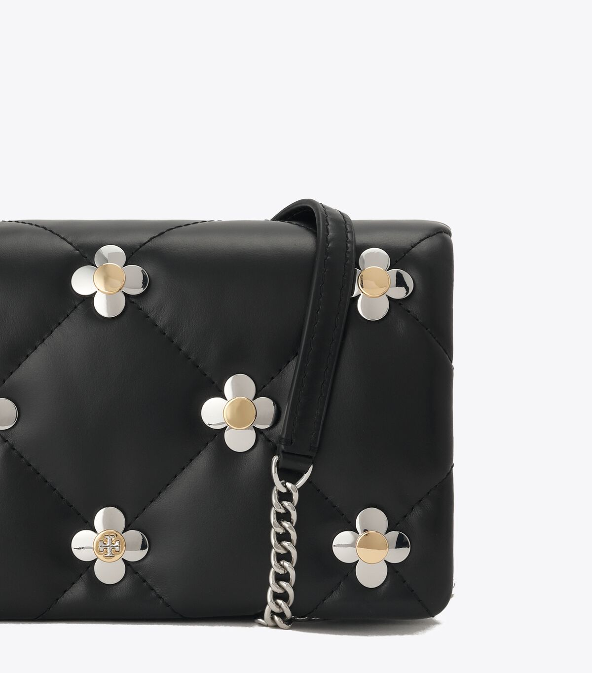 tory burch kira diamond quilt multi clover chain wallet