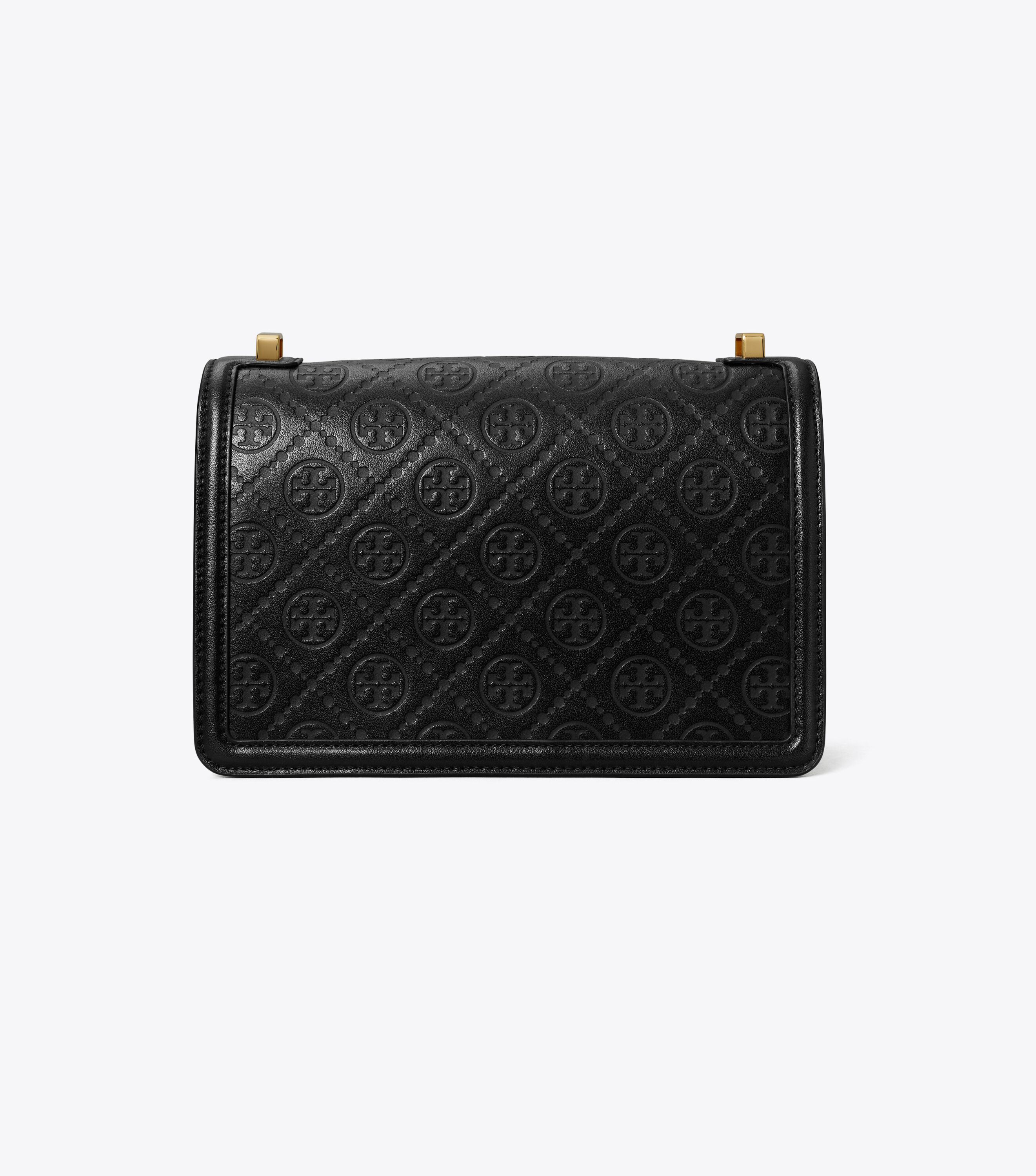 T Monogram Leather Shoulder Bag, Black | Tory Burch KW