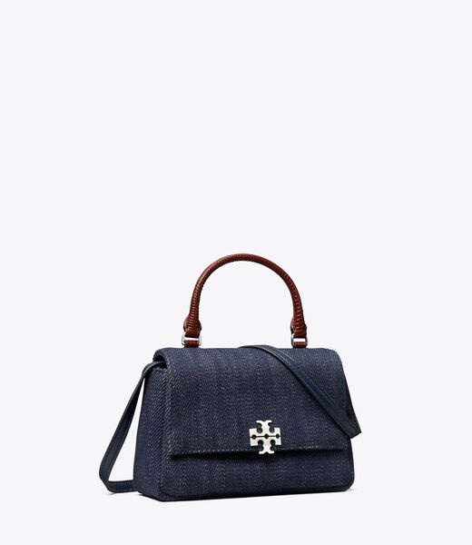 tory burch mini charlie denim top handle crossbody