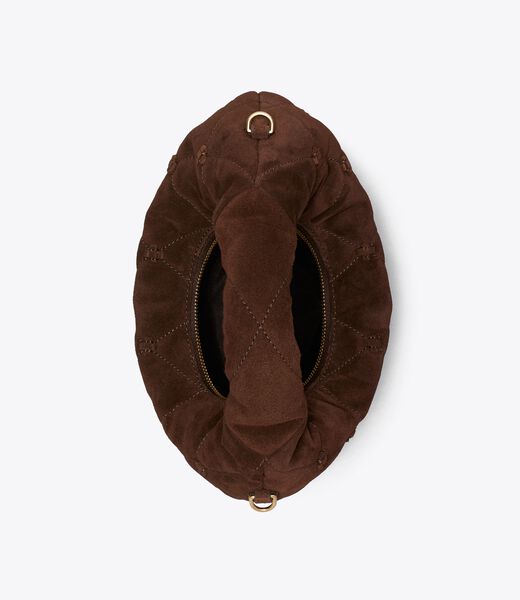 tory burch bunny knot suede crescent bag