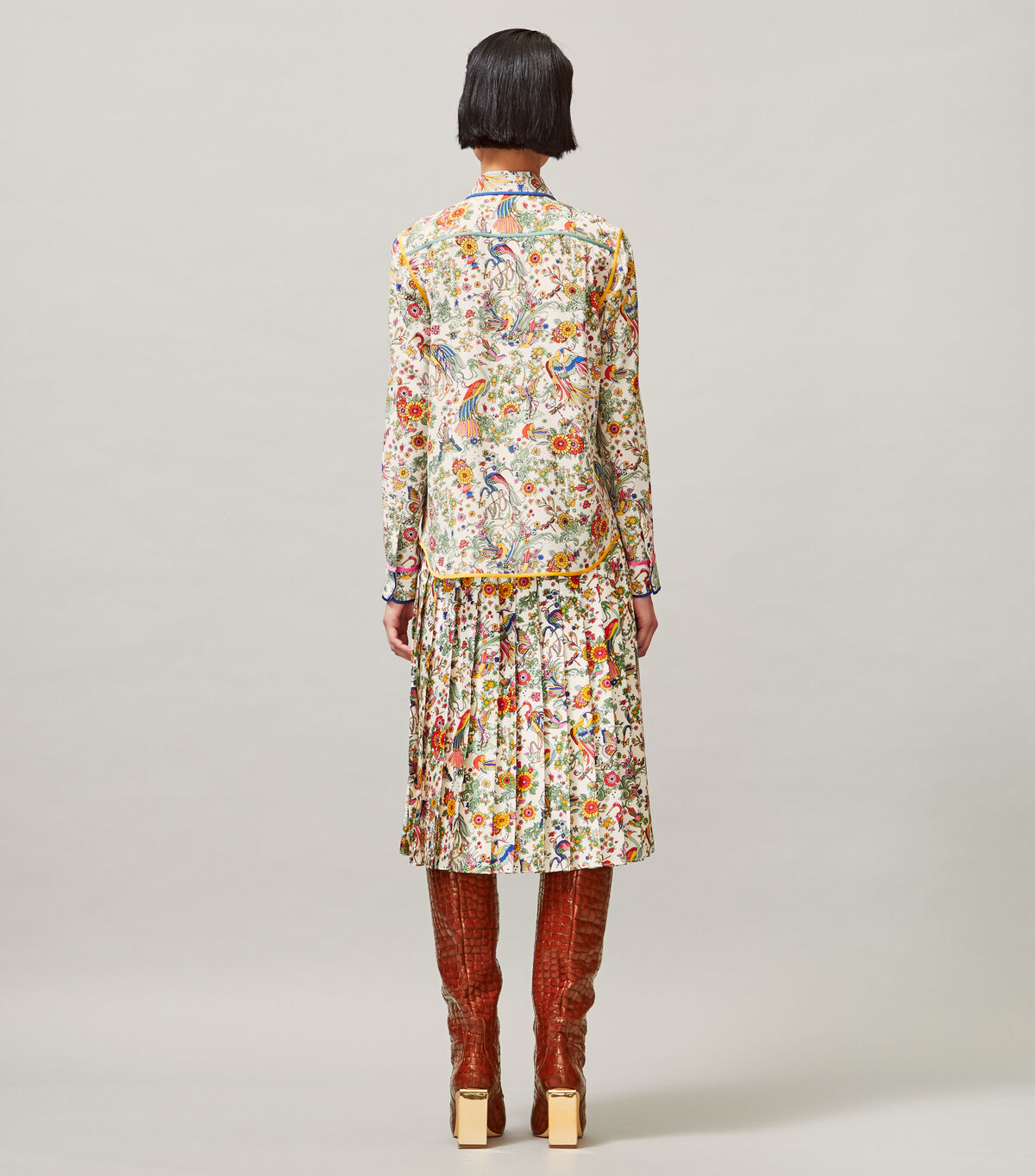 tory burch printed pleated skirt