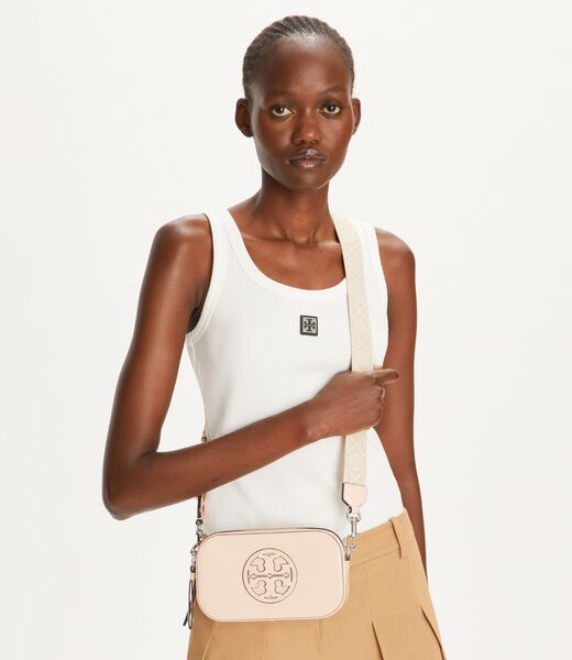 tory burch حقيبة كروس ميلر صغيرة بإطار لامع