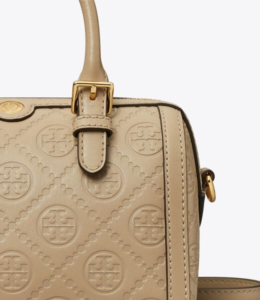 tory burch petite t monogram leather barrel bag