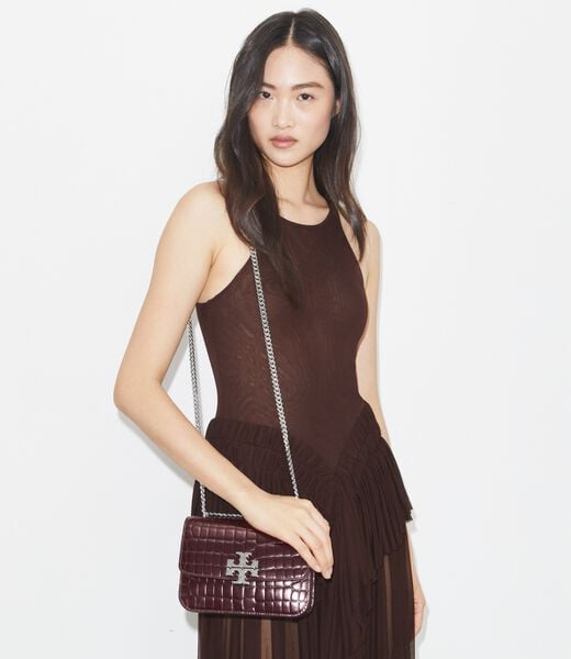 tory burch حقيبة كتف صغيرة من إليانور بنقشة جلد التمساح