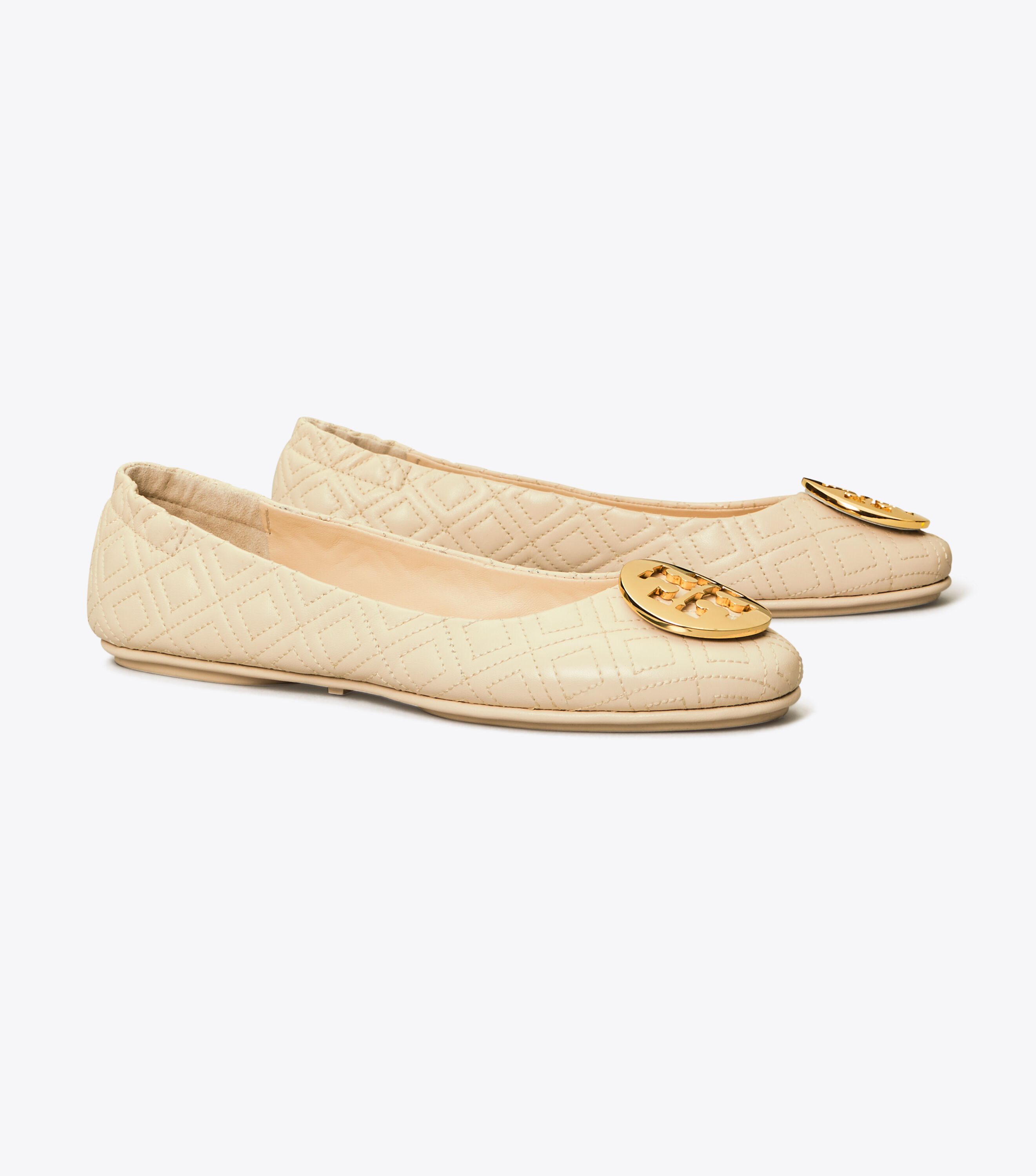 Minnie Travel Ballet Flat Quilted Leather Shoes Tory Burch