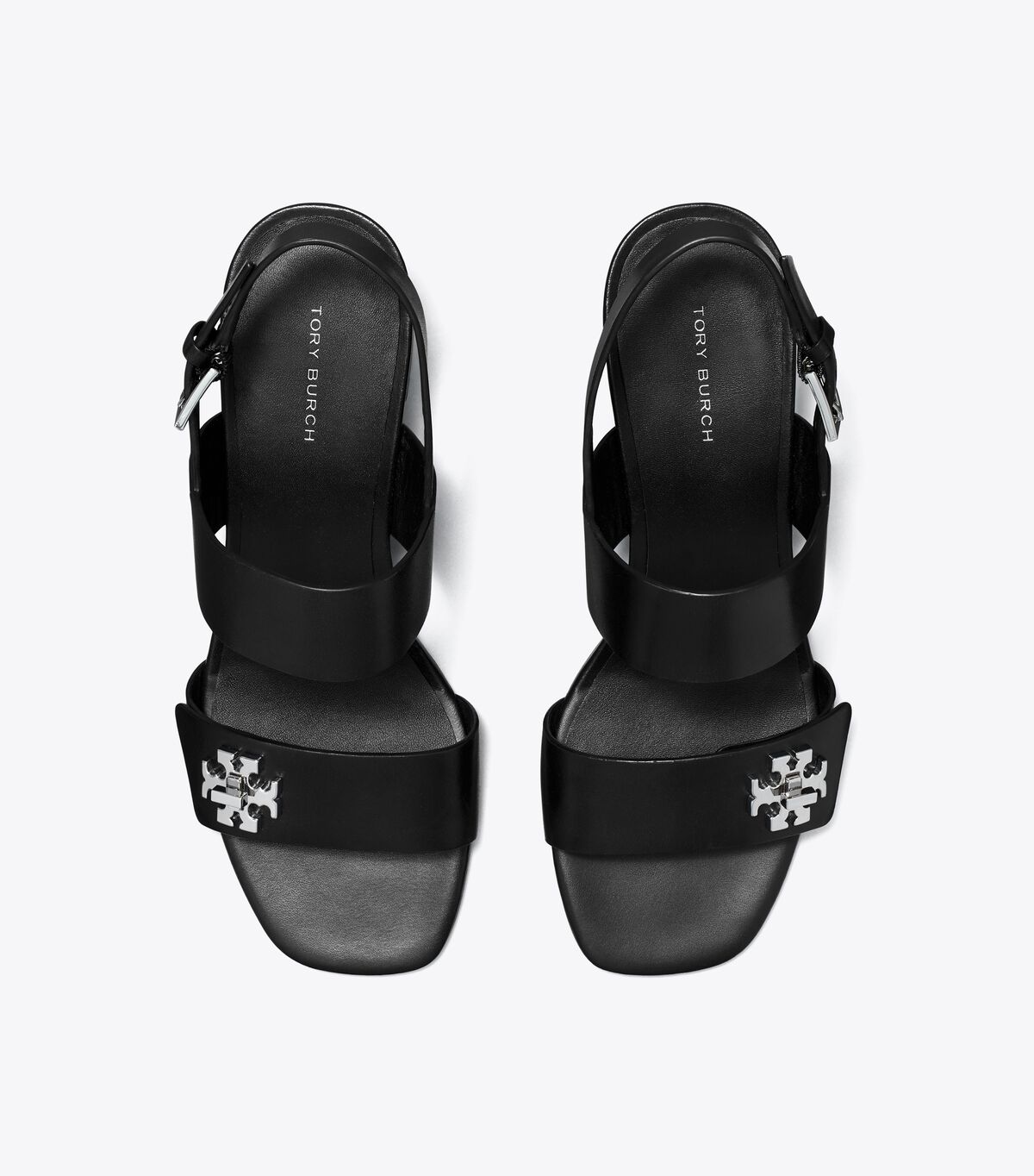 tory burch صندل بكعب مزود بقفل دوار