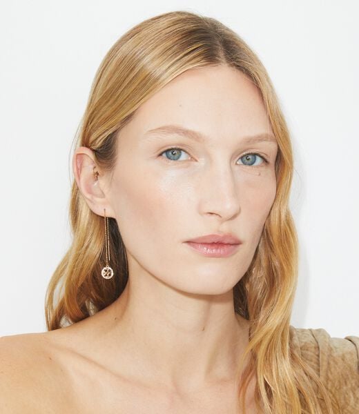 tory burch أقراط أيقونة باف خيطية مرصعة بالجواهر