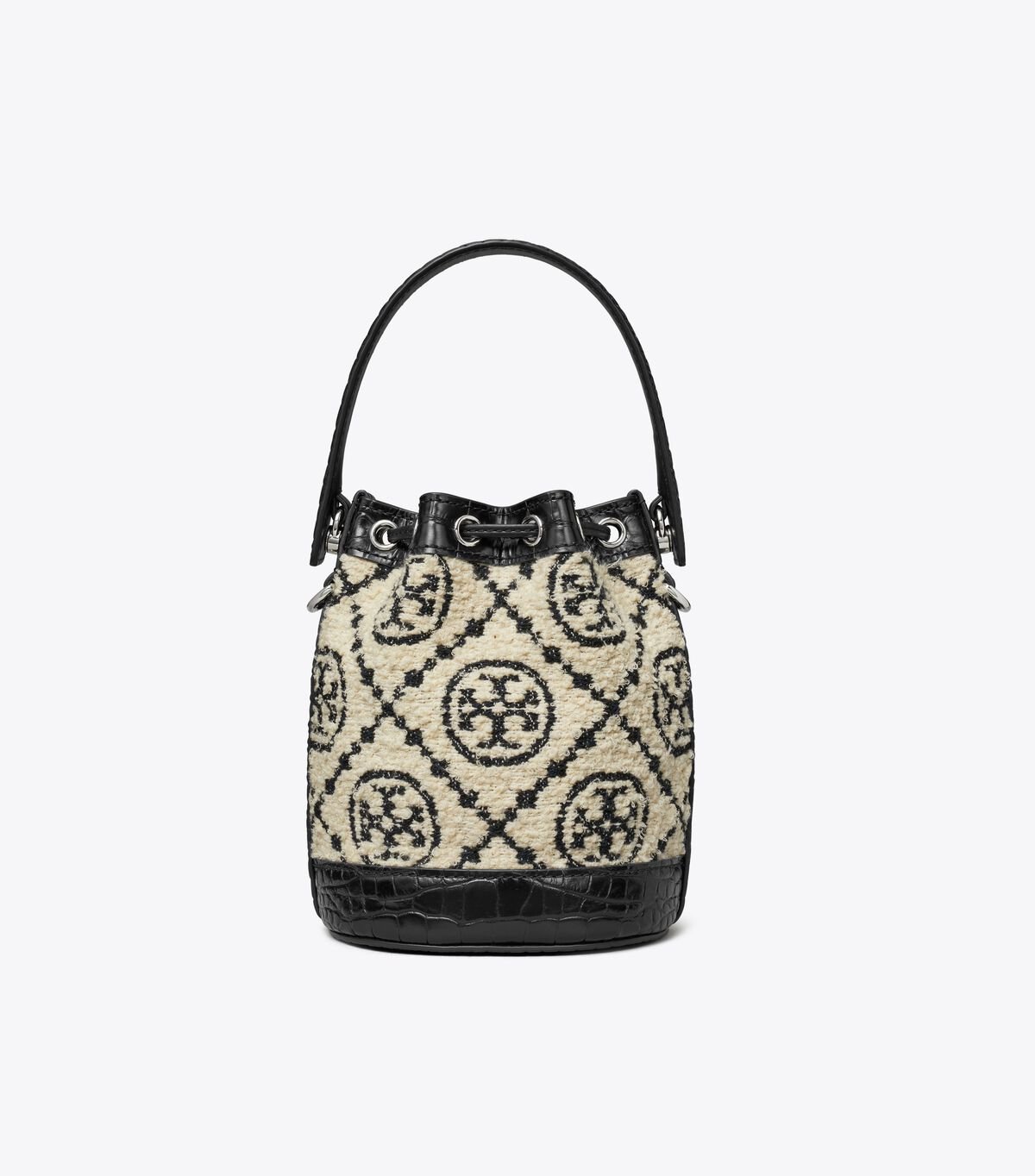 tory burch t monogram boucl mini bucket bag