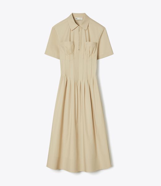 tory burch poplin pleat waist dress