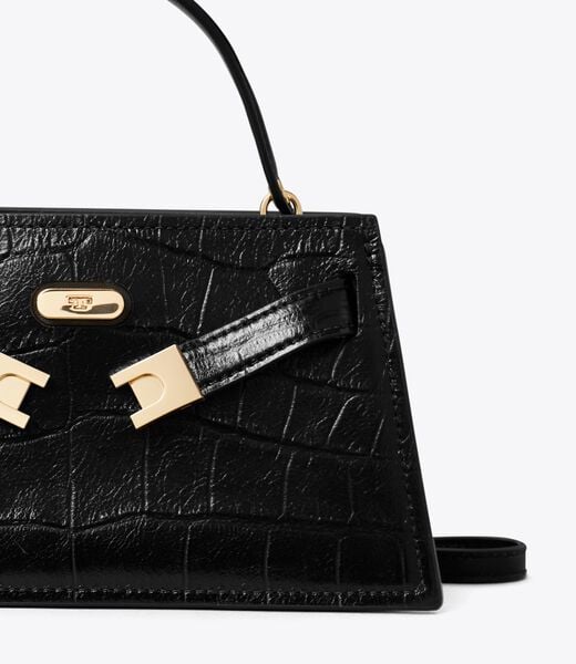 tory burch mini lee radziwill embossed top handle bag