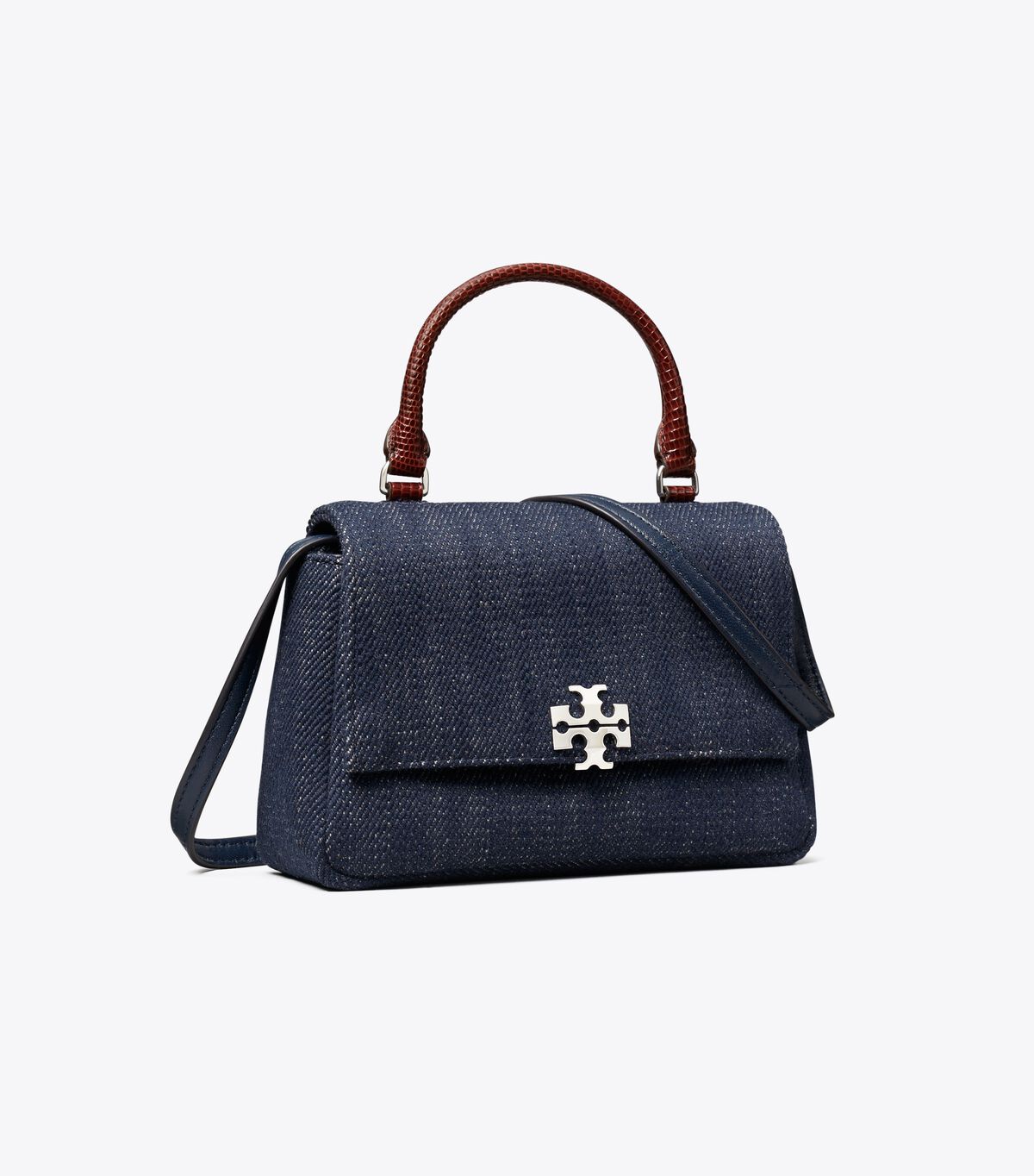 tory burch mini charlie denim top handle crossbody