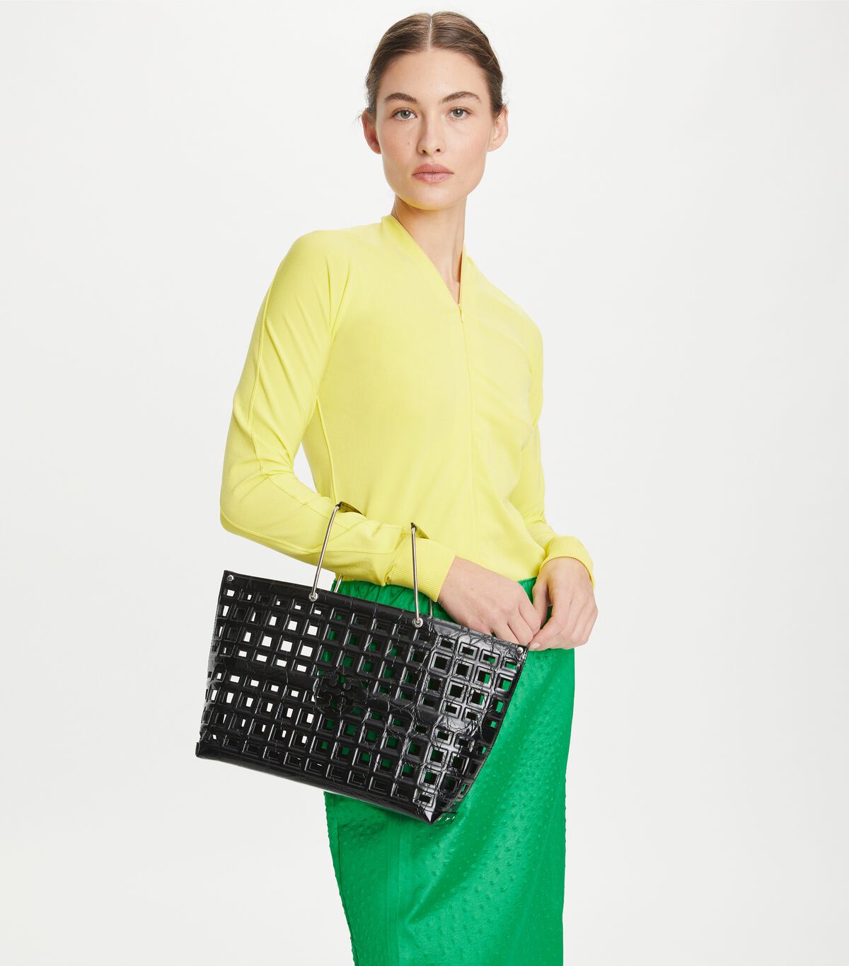 tory burch ella croc embossed market tote