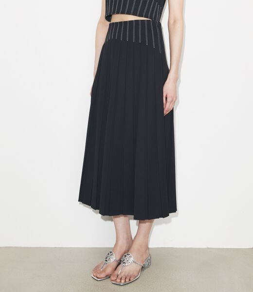 tory burch wool twill pleated skirt