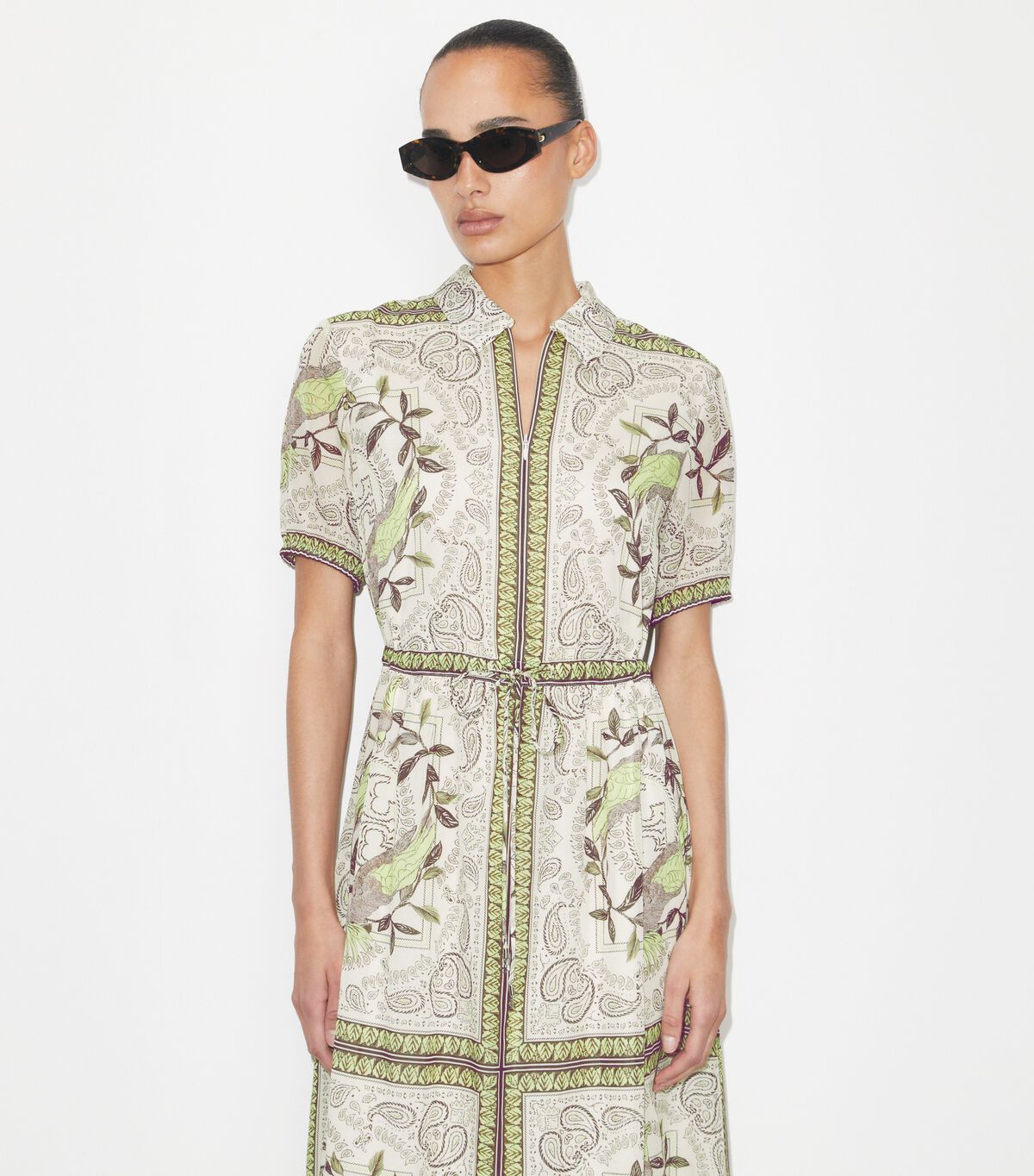 tory burch فستان قطني بسحاب