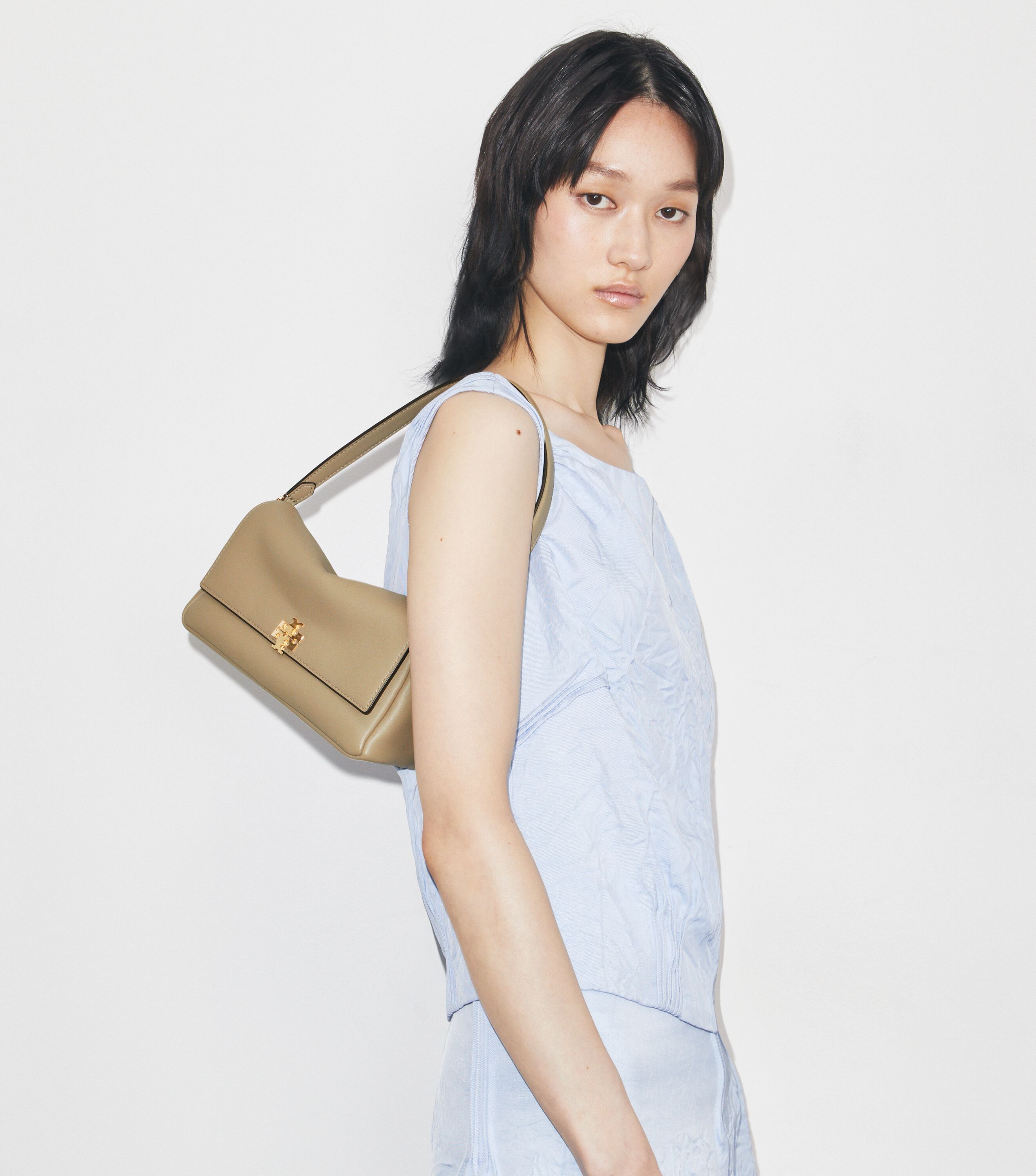 Small Charlie Shoulder Bag, Soft Cement | Tory Burch KW