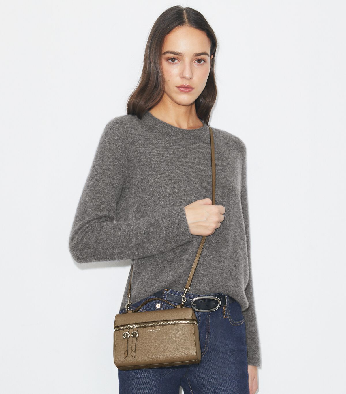tory burch romy slim top handle bag