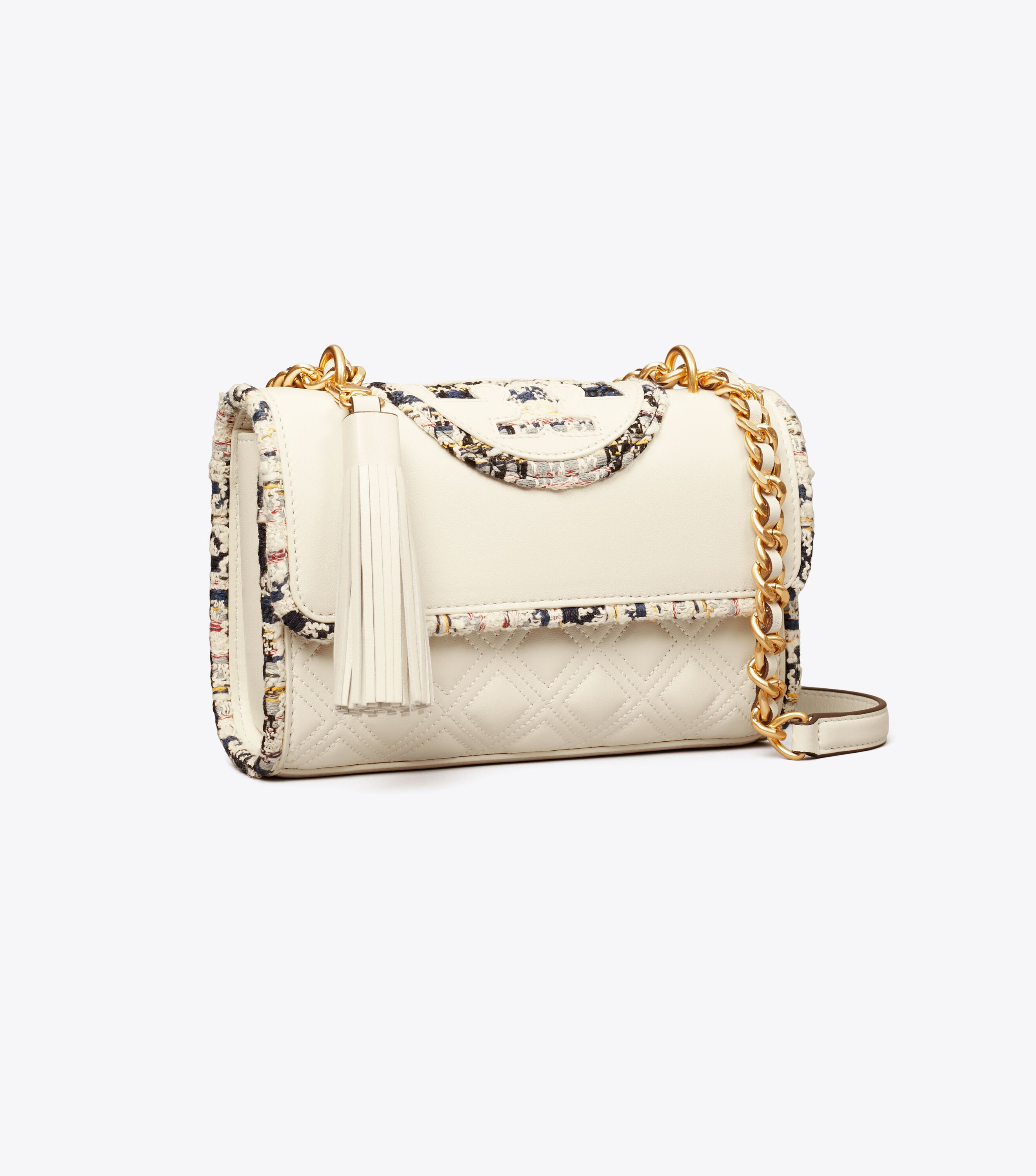 Tory Burch Small Fleming Tweed Border Convertible Shoulder Bag Tory Burch KW