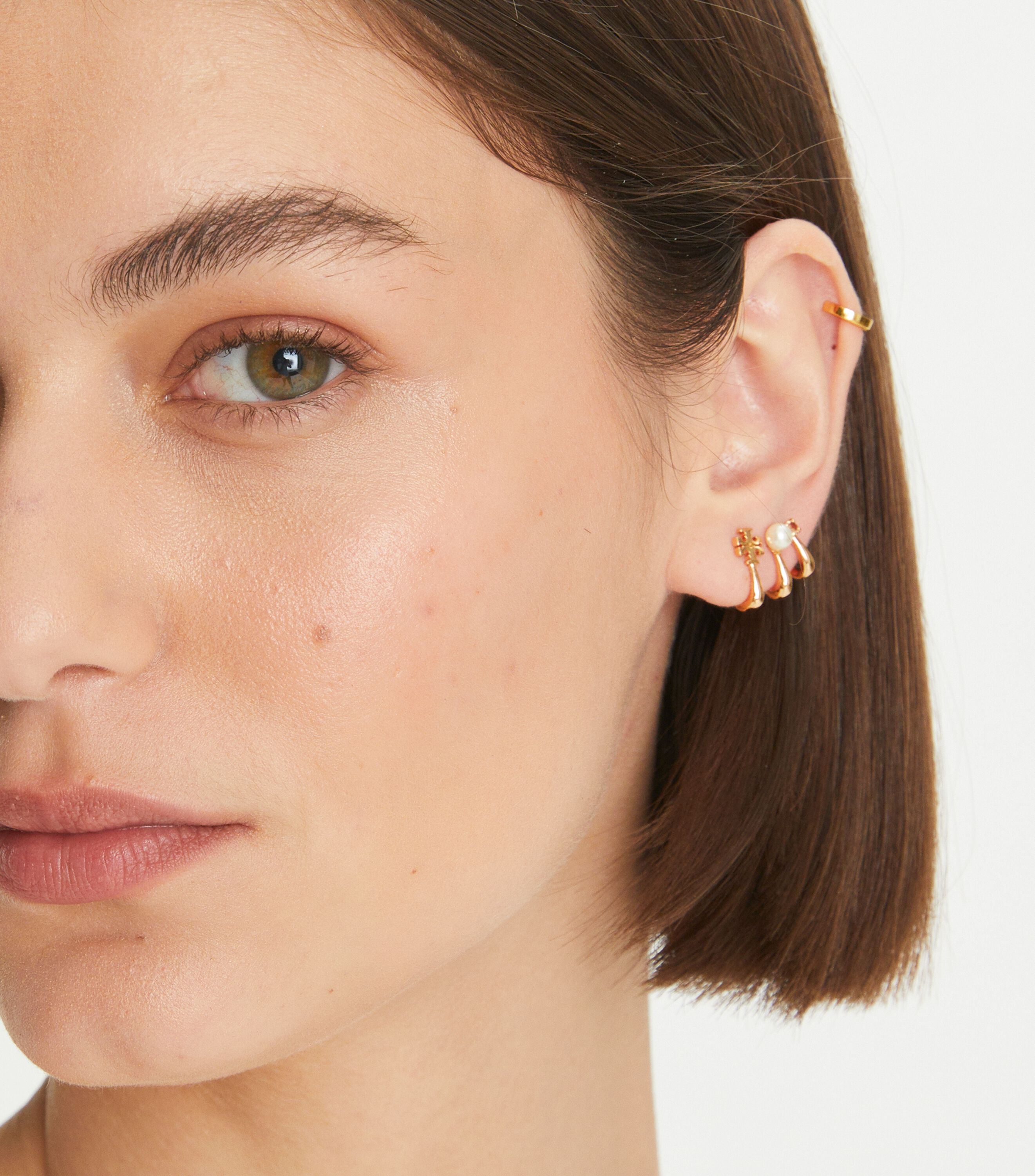 Tory burch pearl hoop on sale earrings