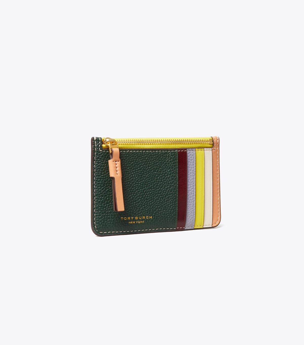 tory burch perry color block top zip card case