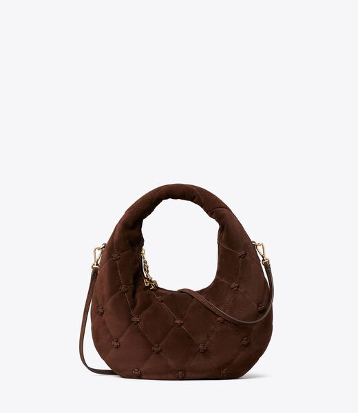 tory burch bunny knot suede crescent bag