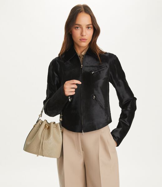 tory burch t monogram leather bucket bag