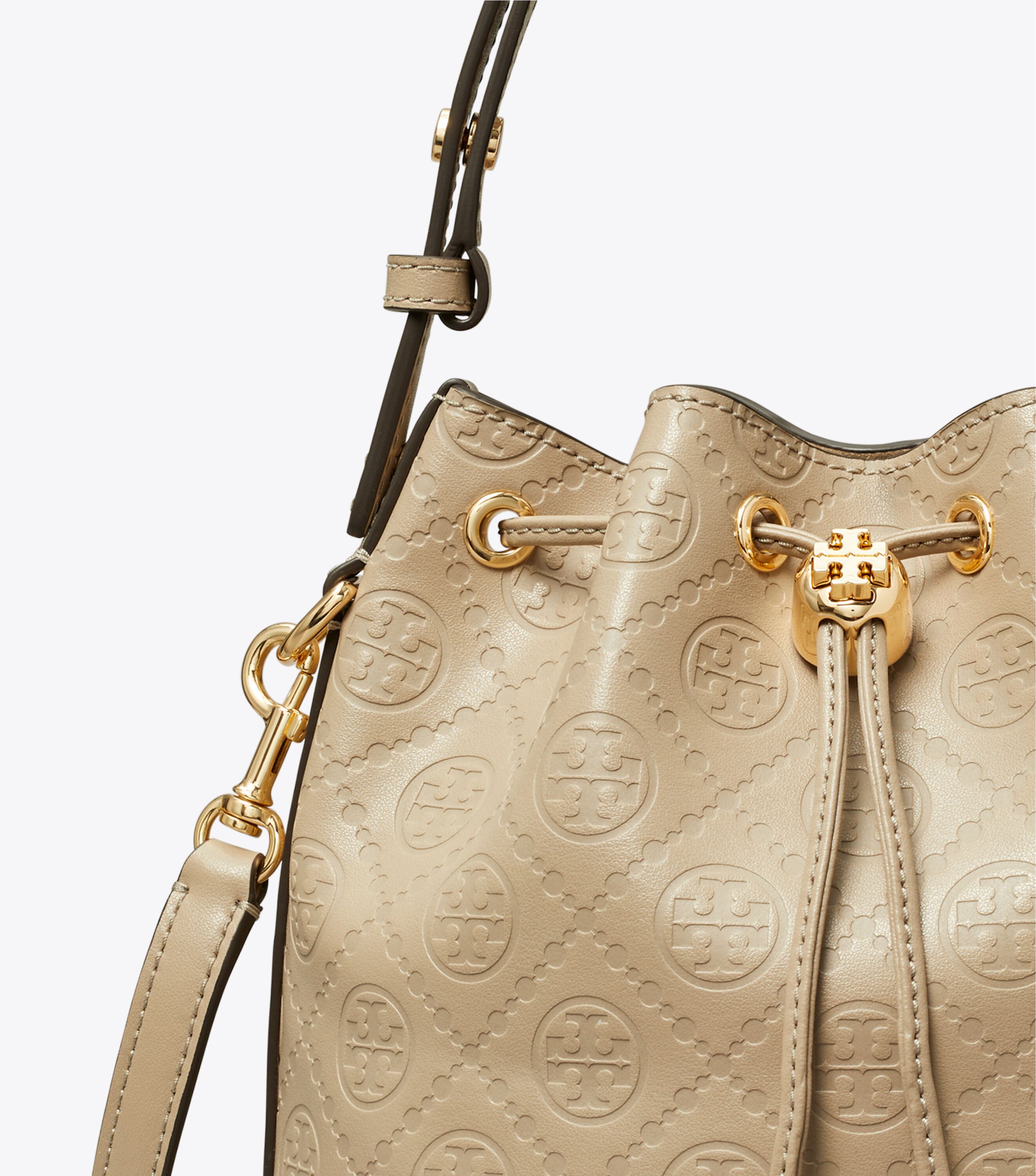T Monogram Leather Bucket Bag, Fresh Clay | Tory Burch KW