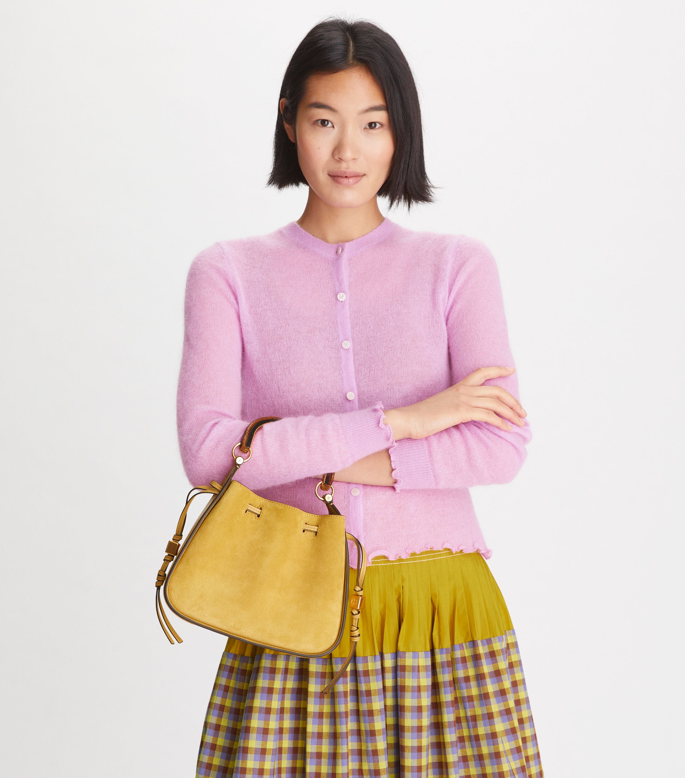 Miller Suede Cinch Bag, Beeswax | Tory Burch KW