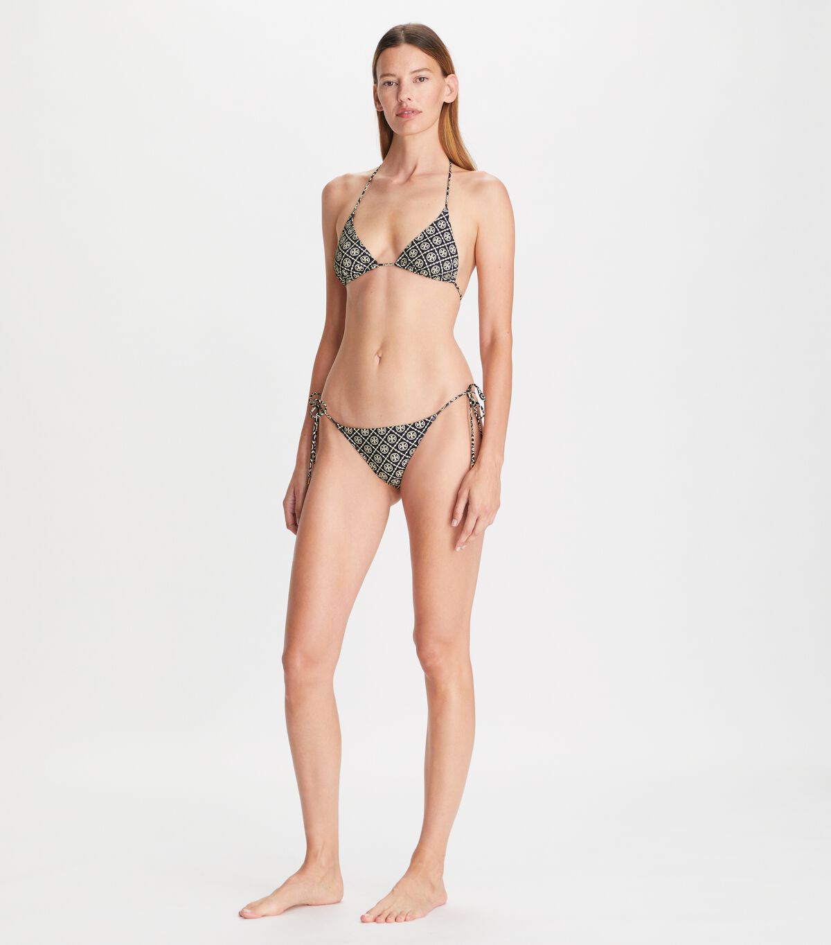 tory burch printed string bikini top