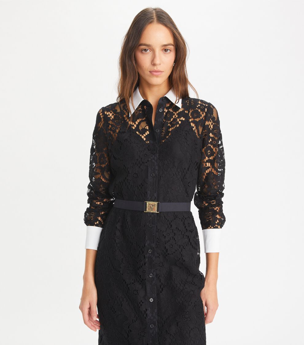 Lace Shirtdress, Black | Tory Burch KW
