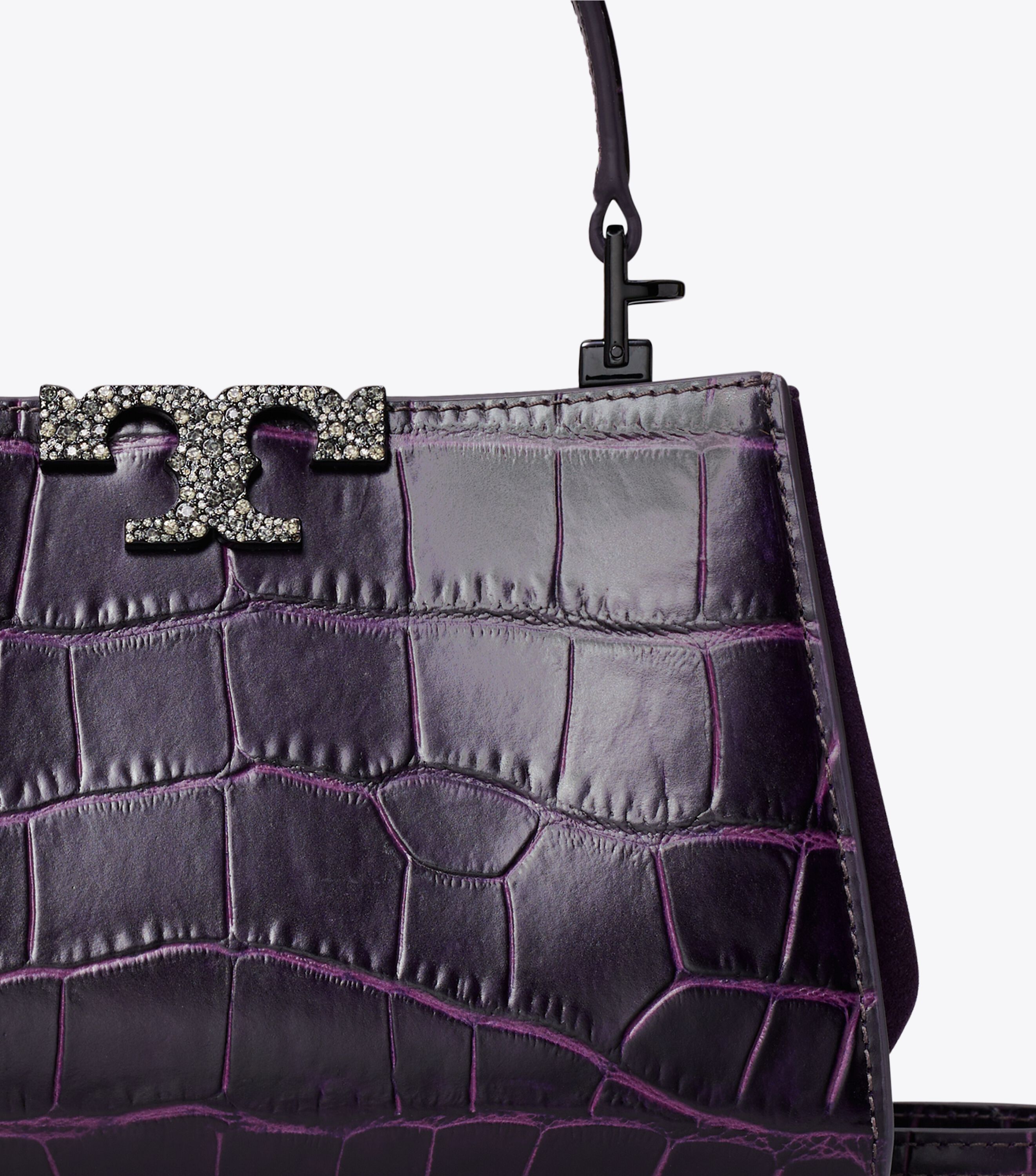 【Tory Burch】Mini Eleanor Satchel (Pansy Purple) Mini Eleanor Croc-Embossed Satchel, Pansy Purple | Tory Burch KW