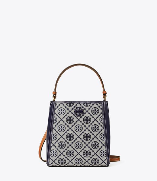 tory burch small t monogram mcgraw bucket bag