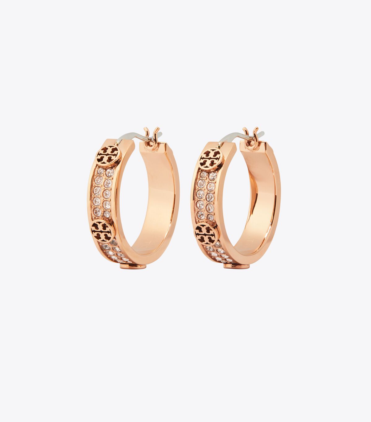 tory burch small icon pave hoop earrings