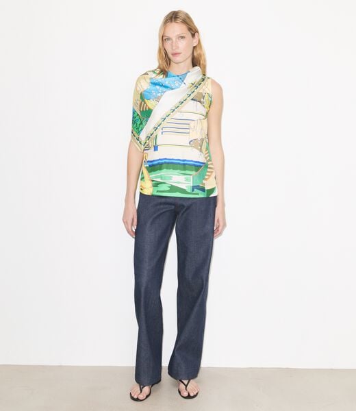 tory burch printed silk cape top