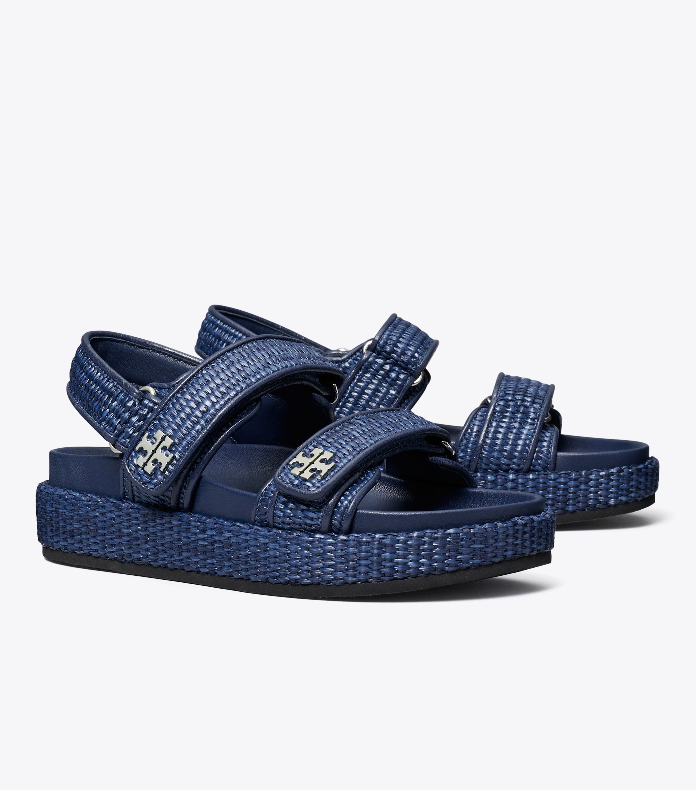 【送料&関税込】Tory Burch kira Sporty Sandals In Navy Cotto T Monogram Kira Sport Sandal: Women's Designer Sandals