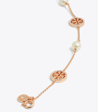 Crystal Pearl Logo Necklace | Accessories | Tory Burch