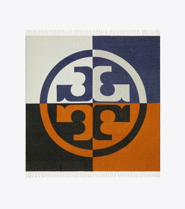 Colorblock Logo Wool Oversized Square