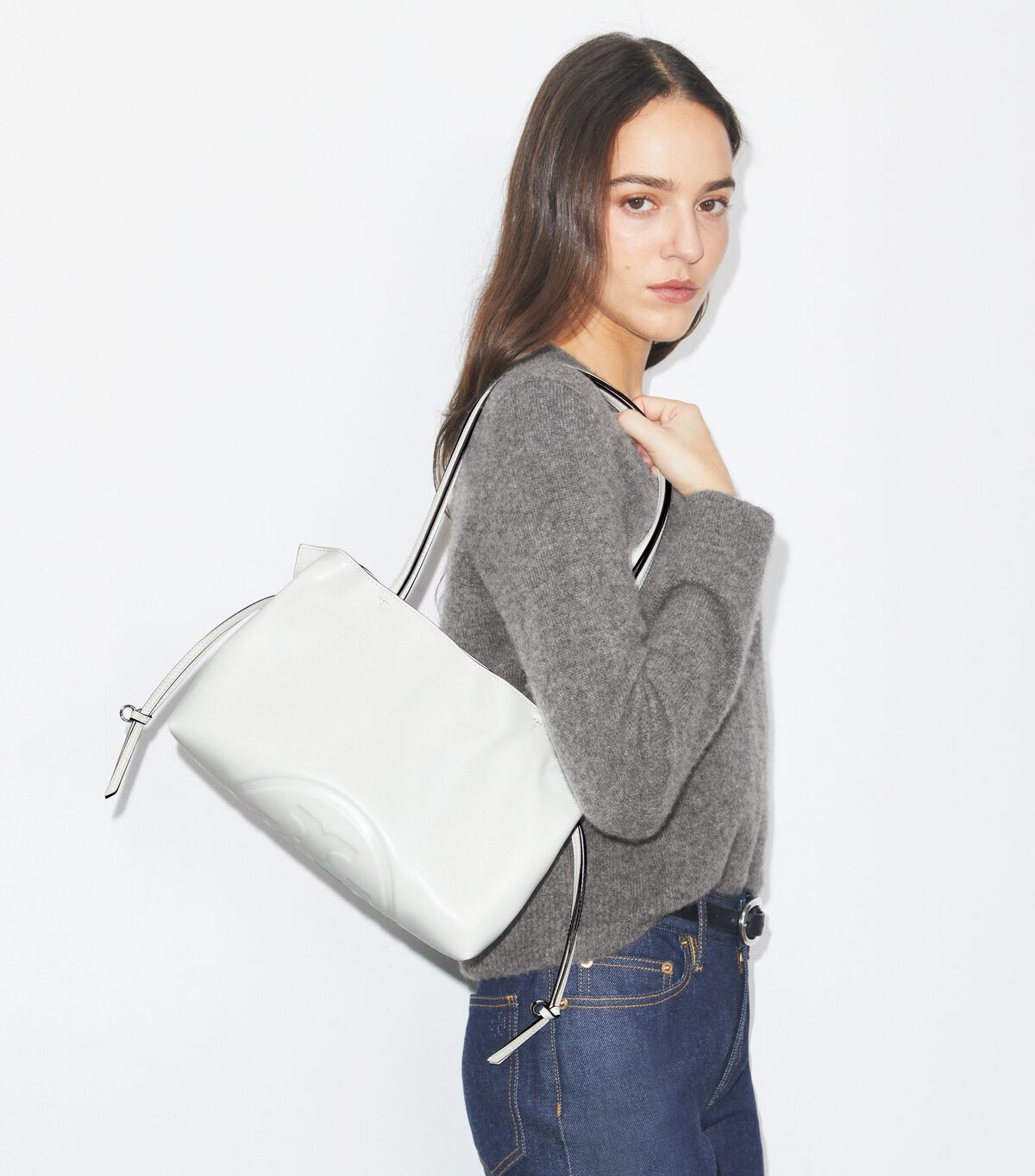 tory burch small ella natuura  drawstring tote