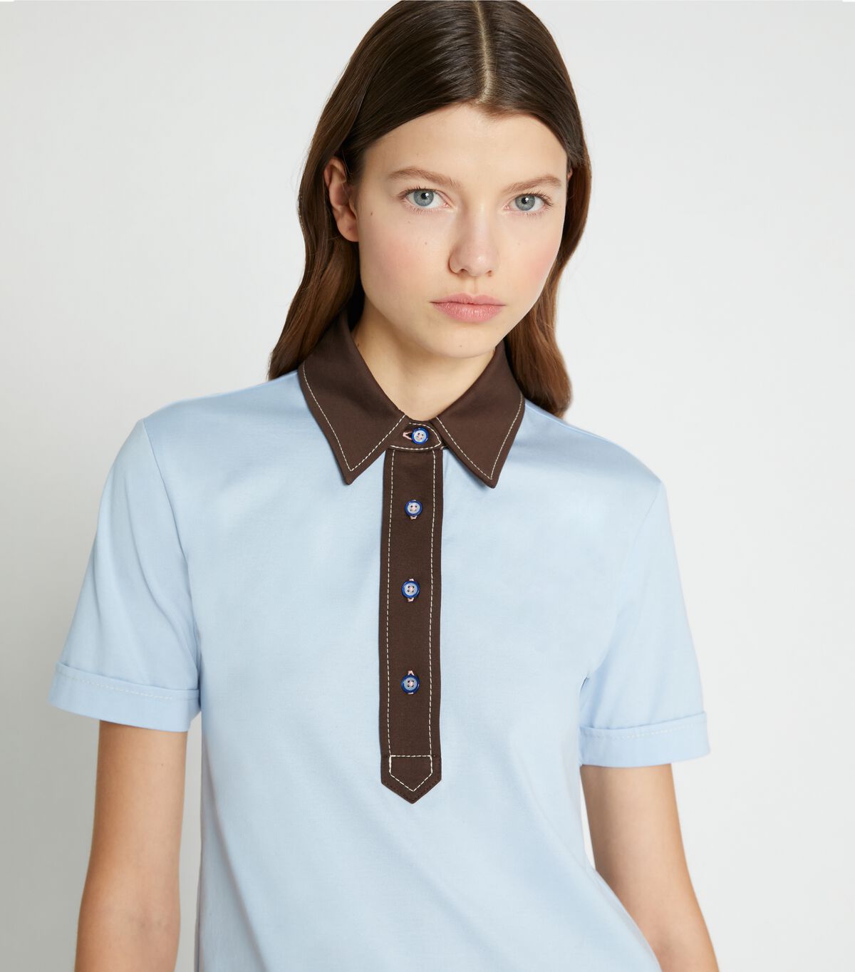 Pick Stitch Contrast Collar Polo