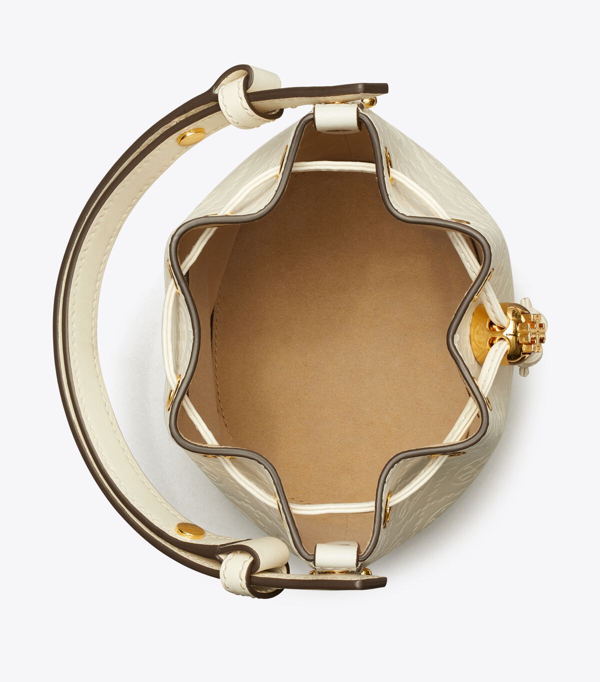tory burch t monogram leather mini bucket bag