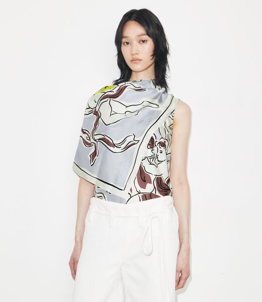 tory burch printed silk cape top