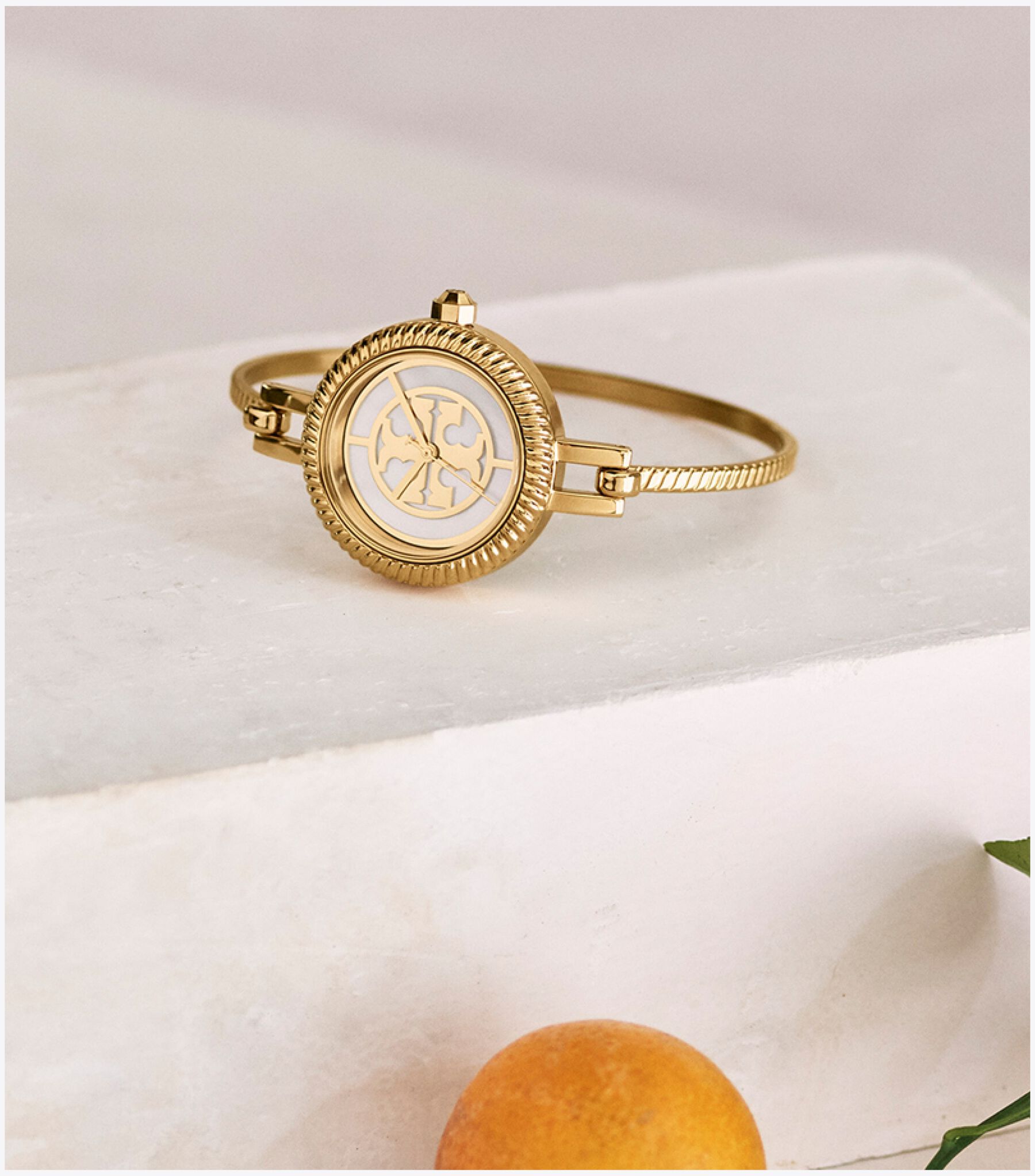 Tory Burch Gold Double-T Logo Watch – Reva Cutout Dial Tory Burch Reva Double-Wrap Watch in Nude Leather/Gold Tone  main image 2