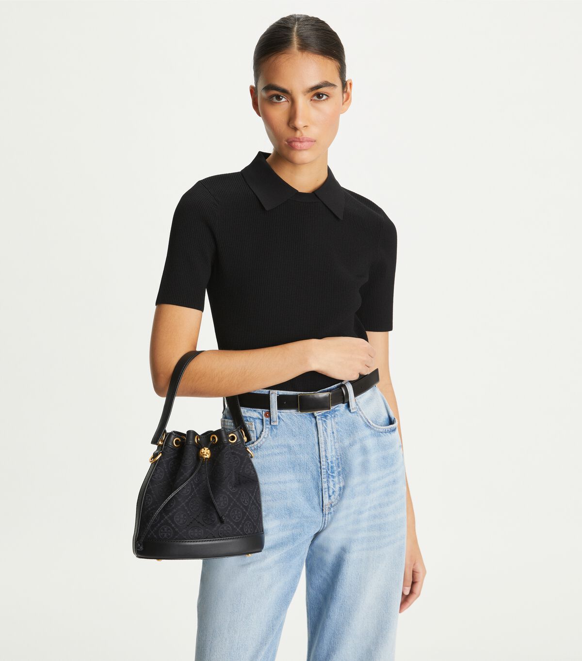 tory burch t monogram bucket bag