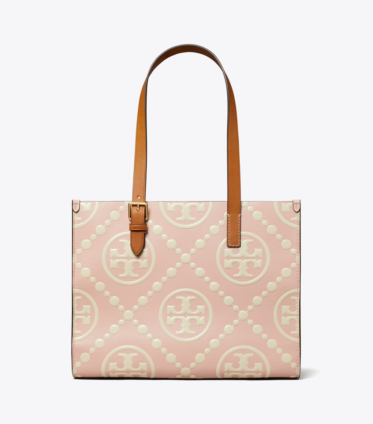 tory burch small t monogram contrast embossed tote