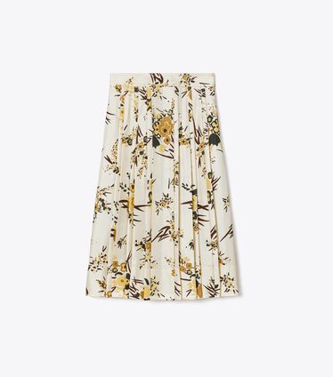 Printed Silk Pleated Skirt