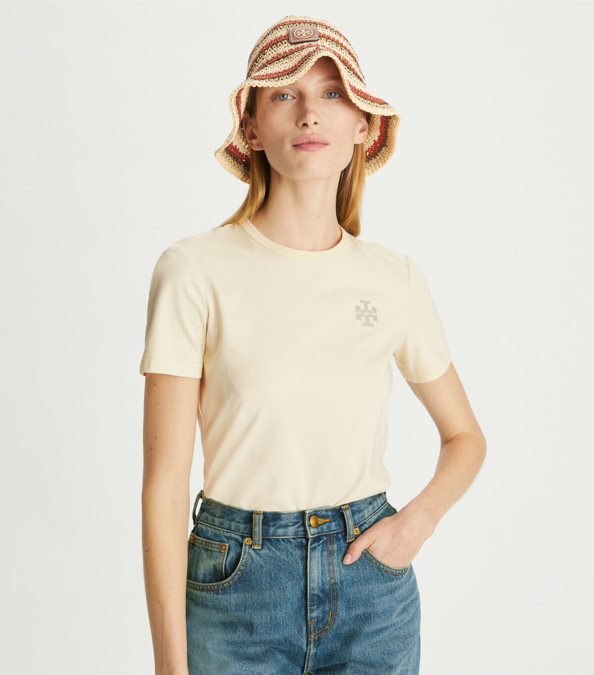 tory burch embellished logo t shirt