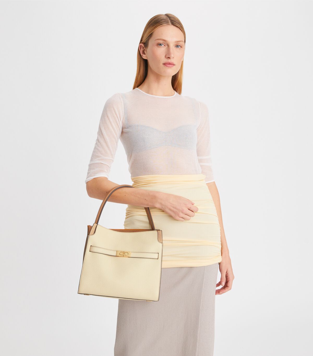tory burch small lee radziwill pebbled double bag